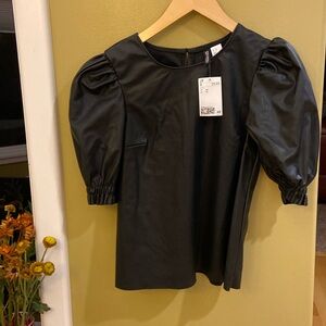 NWT H&M FAUX LEATHER TOP